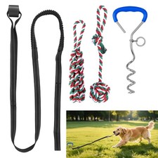 Bungee Tether Tug Outdoor Dog Toy with Stake,Tug of War Dog Toy for Aggressiv...
