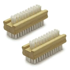  Non-Slip Wooden Two-sided Hand and Nail Brush - Stiff Bristle Pack of 2 2.0