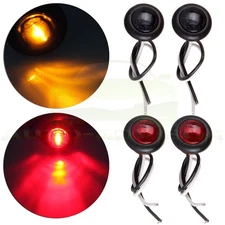 4Pcs Amber/Red 1" Round LED Tail Signal Side Marker Lights Fits Truck Trailer