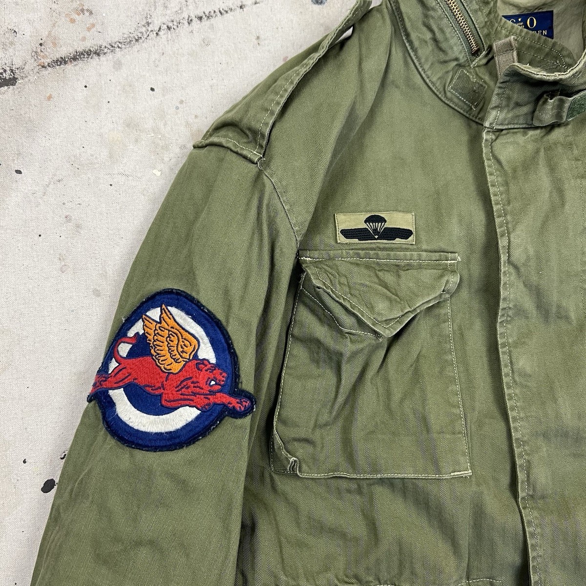 Polo Ralph Lauren M65 Herringbone Field Jacket Skull Patch Mens
