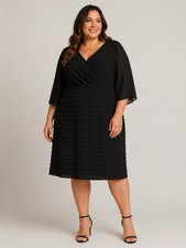 Adrianna Papell | Surplice Top Banded Bottom Black Elegant Formal Dress NWT 24W