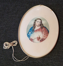 QUADRO - SACRO CUORE DI GESÙ  ANTICO CAPEZZALE, CAPOLETTO, CORNICE LEGNO E VETRO