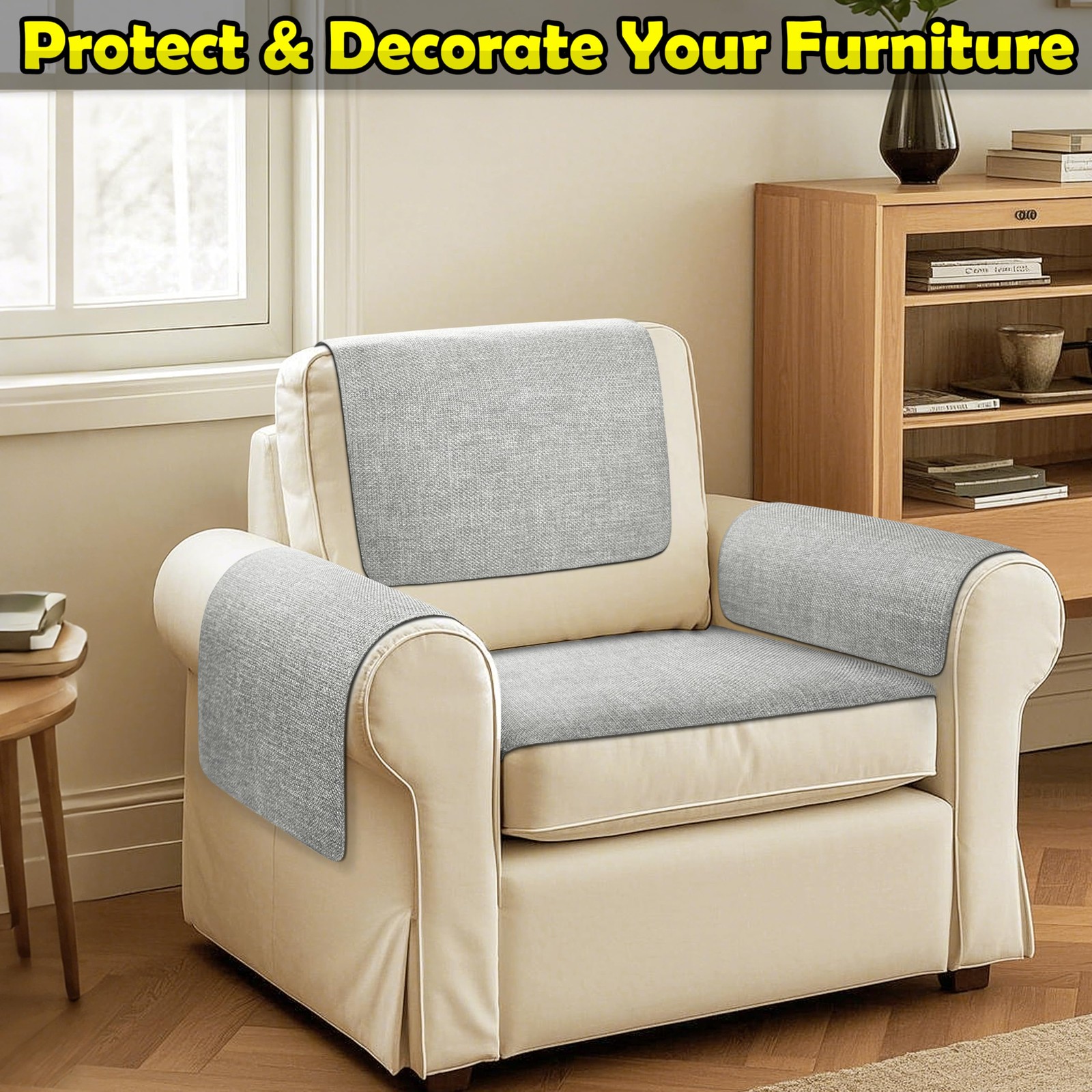 Waterproof Couch Arm Covers Set of 2, Non-Slip Sofa Armrest Covers ...