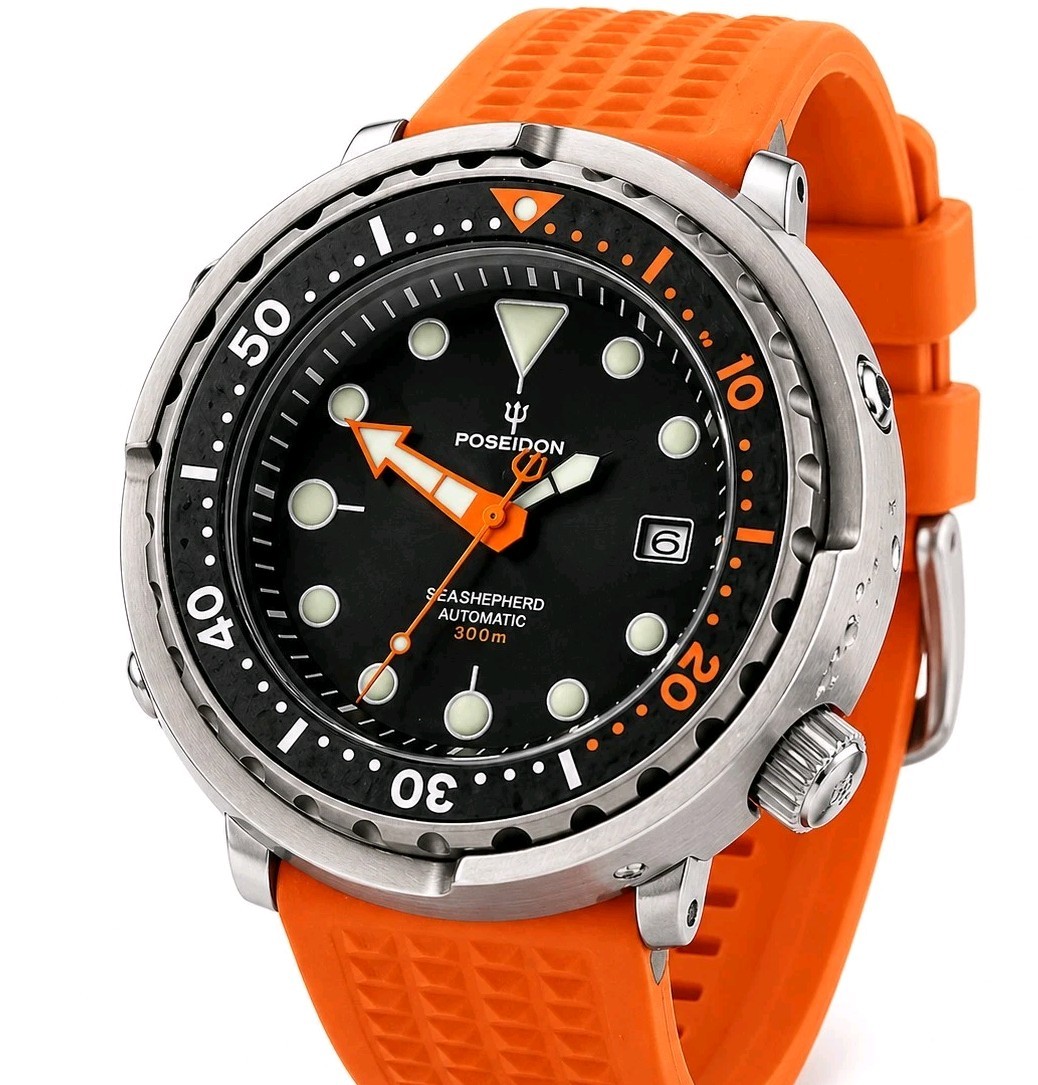 tunade0124様 POSEIDON NH35 Automatic Orange Black 'Tuna' Divers Watch 300M WR