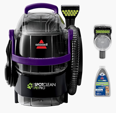 BISSELL SpotClean Pet Pro Portable Spot Cleaner Black/Purple w/ Brush