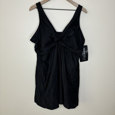 NWT Miraclesuit Black Swimsuit 24W Marais Dress 1 Piece
