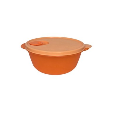Tupperware 2641F-2 Orange Microwave Reheatable CrystalWave Bowl Vented Lid