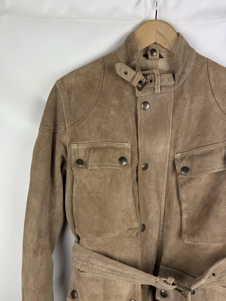 Chaqueta de motociclista Belstaff de cuero de gamuza con cinturón para hombre talla 40 Foto 4 de 4