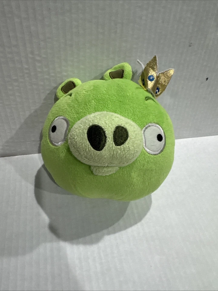 Angry Birds Green Pig King Golden Crown Plush Toy Commonwealth 2010 No Sound 5" - Image 2 of 4