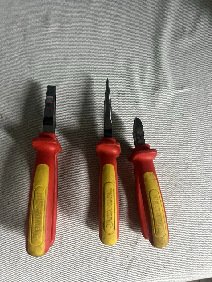 KINCROME 3 PCE VDE 1000V Insulated Plier Set Comfortable Grip CRV Heads K4009