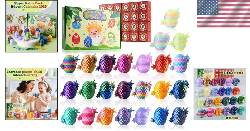 3D Printed Dragon Eggs Advent Calendar - 24PCS Dragon Inside - Image 2 of 4