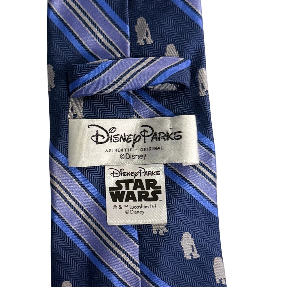 Corbata de cuello 100 % seda droide a rayas 100 % parques Disney Star Wars R2-D2  Foto 2 de 4