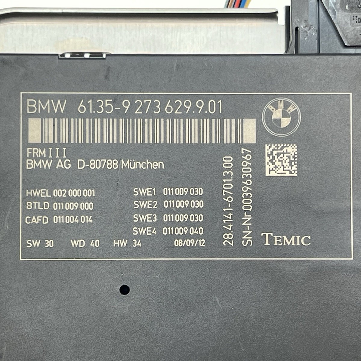 2011–2016 BMW FRM III Footwell Control Module 61.35-9273629.9.01