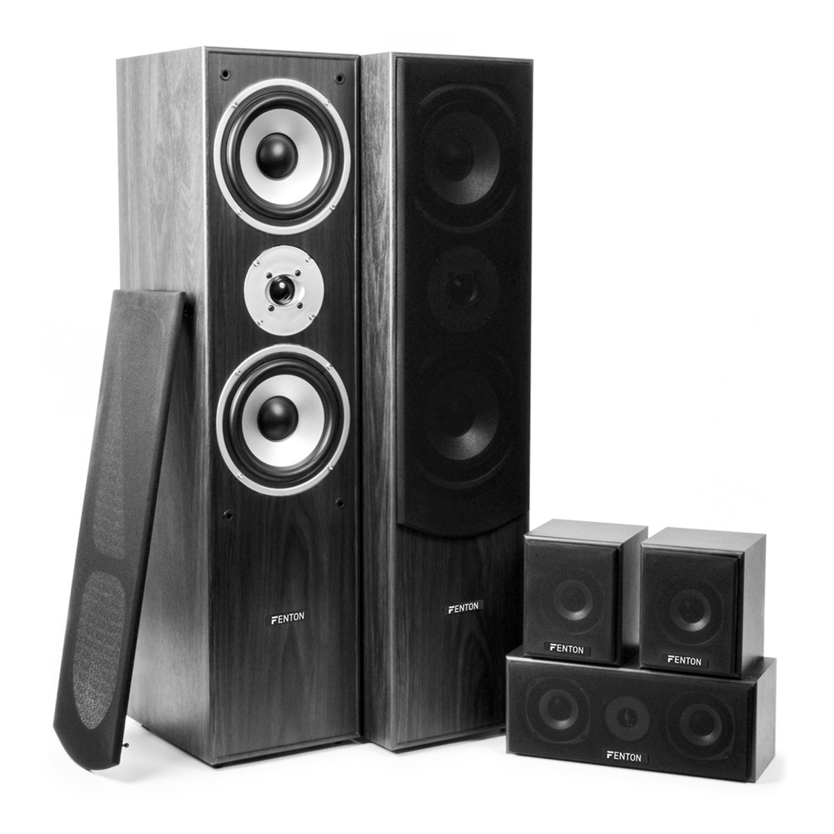 Surround Sound Speakers Black Finish Home Cinema Hi-fi Theatre