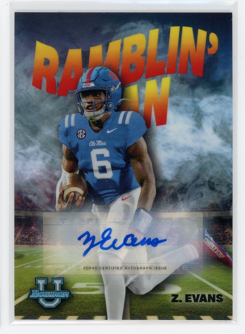 2022 Bowman Chrome University Zach Evans Ramblin' Man Auto Refractor #/99