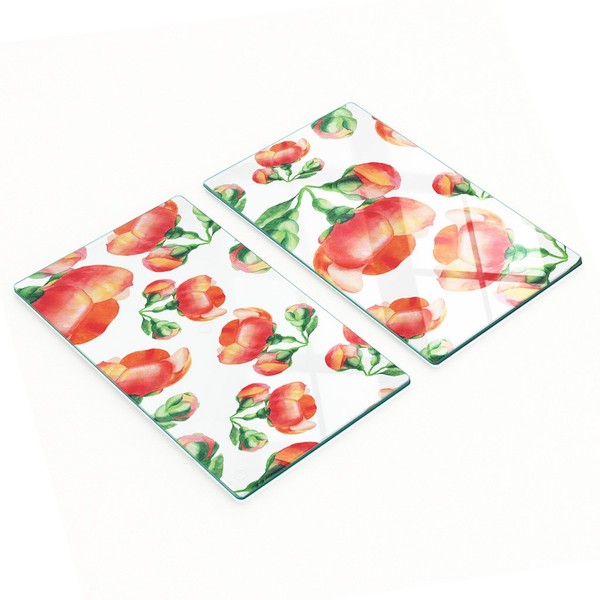 Glas-Deko-Servierplatten FüR Vorspeisen, Blumen, Schwein 2X30X52 Cm-image