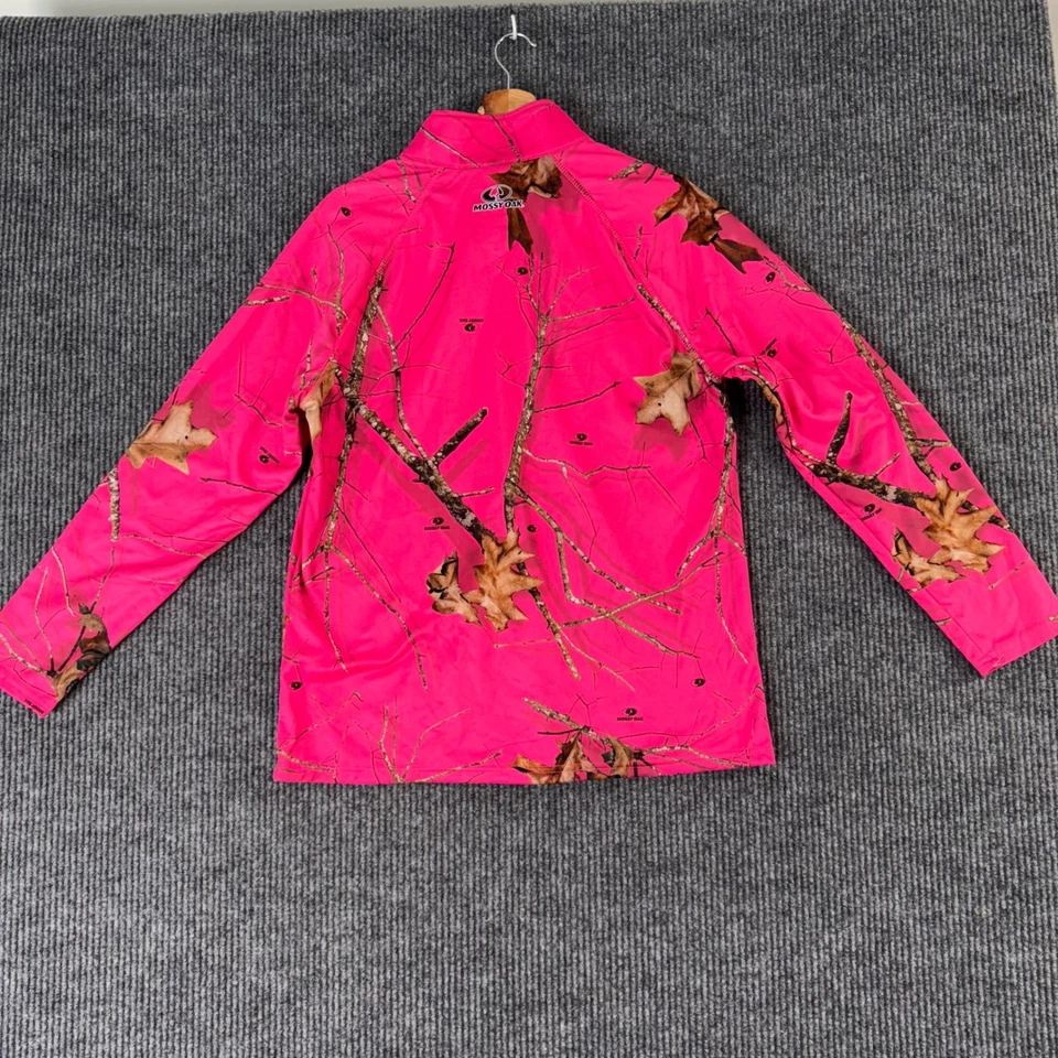 Mossy Oak Girls L 12/14 Pink Camo 1/4 Zip Pullover Hunting Outdoor Hoodie Top - Image 2 of 4