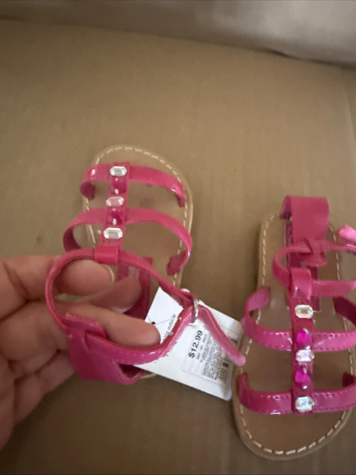 Sandalias de correa para niñas pequeñas rosa caliente talla 5 niños genuinos por Oshkosh Foto 3 de 4