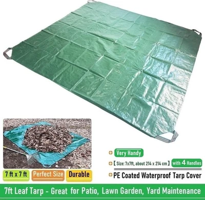 VIGOR Yard Garden Waterproof Tarp with 4 Handles for Leaf Tarp Sandbox Cover Outdoor