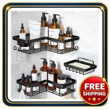 Corner Shower Caddy with Soap Holder and 12 Hooks Rustproof Stainless Steel