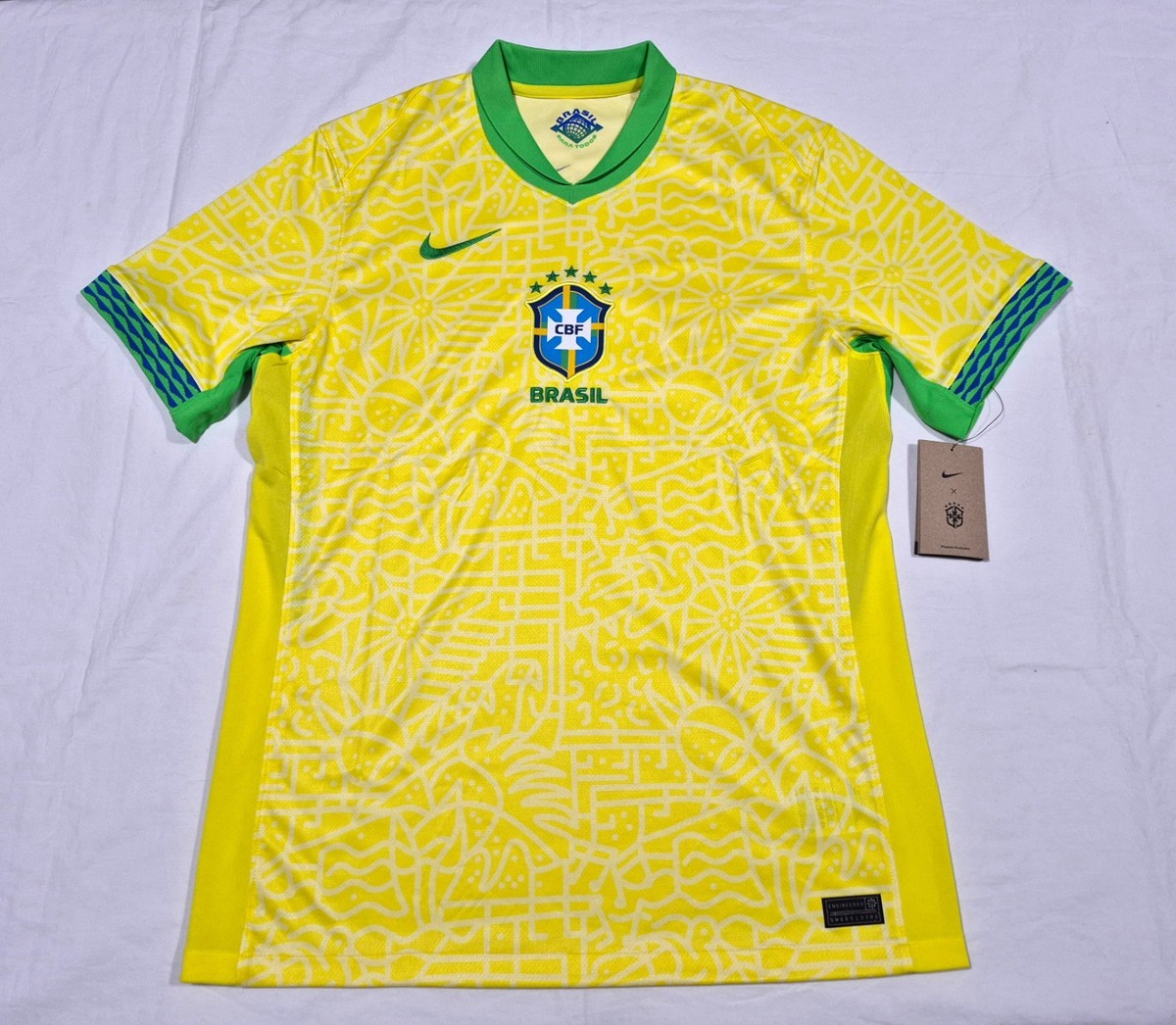 Nike Mens National Team Brazil 2024 Jersey Yellow/Green Spark