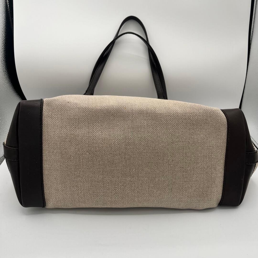 GUCCI Canvas Leather Tote Bag with Pouch Brown Made in Italy, A4 Size, Authentic thumbnail 6