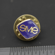 SME Blue Enamel Gold Tone Logo Lapel Pin Vintage Advertising Employee
