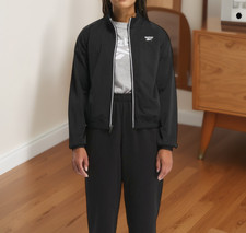 Reebok Womens Banded Logo Tricot Long Sleeve Track Jacket Black Size XS NWT