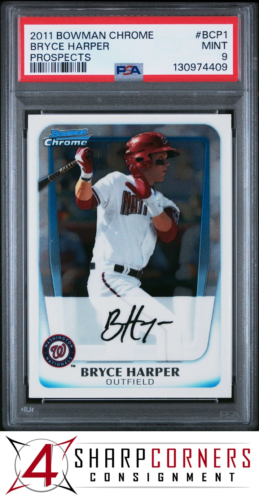 2011 BOWMAN CHROME PROSPECTS #BCP1 BRYCE HARPER RC NATIONALS PSA 9