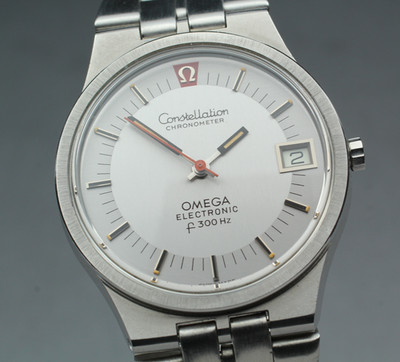Omega Constellation f300Hz Red Index Stimmgabel Herrenuhr mit Box