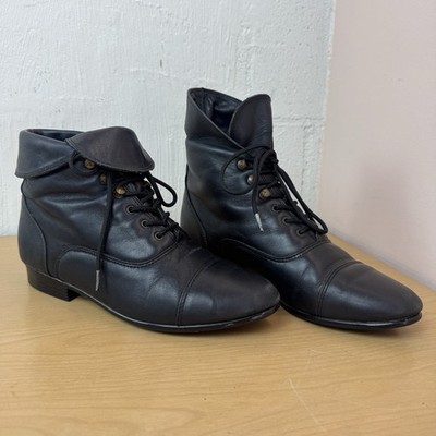 Vintage Maine Woods Mandy 2  Black Leather Boots Womens Sz 7 Pixie Granny USA