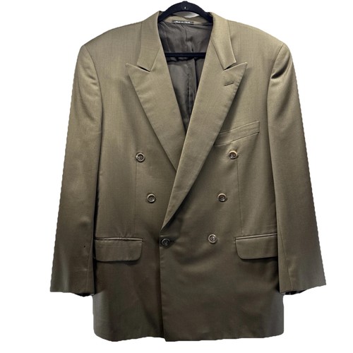 Corneliani, Corneliani Vintage Men's Wool Blazer Sz 44 R Double Breasted Brown Lined Pockets