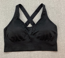 High Quality Padded Sports Bra Women XL Black Cross Back Strap High Compression