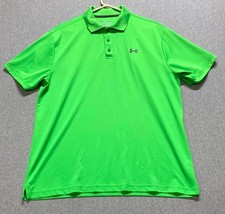 Under Armour Polo Shirt Mens XL Green Heatgear Loose Fit Stretch Short Sleeve
