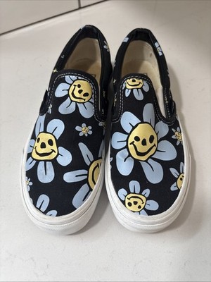 Vans Trippy Grin AOP smiley face slip on Statement Shoes Hippie, Women Size 7