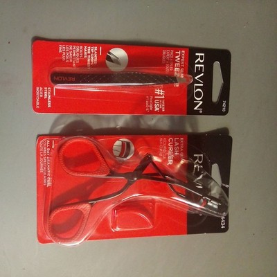 Revlon Extra Curl Lash Curler + 1 Refill + Expert Tweezer Slant Tip Brand New