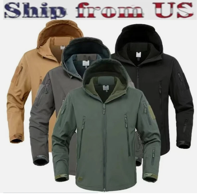 Mens Jacket Waterproof Hooded Soft Shell Work Outdoor Coat Tops Tactical Jacket