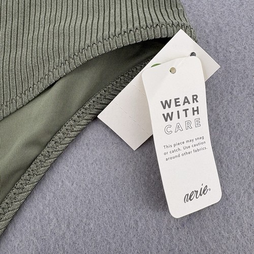 Parte inferior de bikini Aerie cintura alta corte descarado acanalado verde salvia talla grande - Imagen 3 de 7