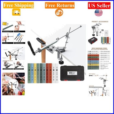 RUIXIN PRO RX-009 Knife Sharpener Kit with 10 Whetstones, Aluminum, Silver