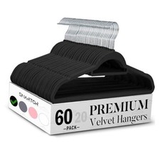Velvet Hangers Space Saving Clothes Hangers with Tie Bar, Non 60 Pack Black