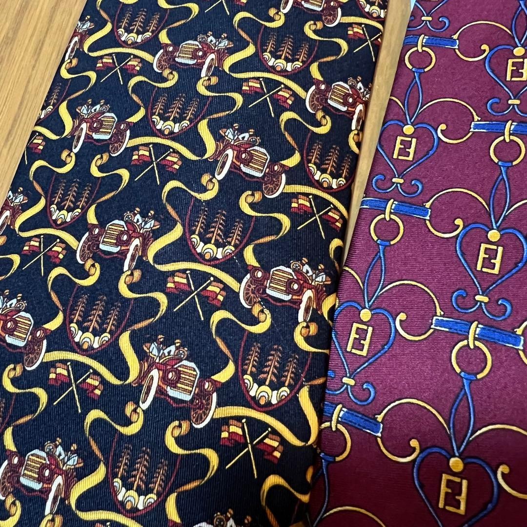 Hermes Fendi Ferragamo Versace Silk Men's Tie Set 9 Pieces Used thumbnail 9