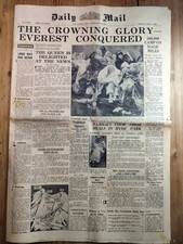Mount Everest Conquered-Daily Mail 2 June 1953-Vintage Newspaper