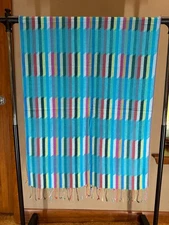 Turquoise Multi-Colored Stripes Pashmina 68" x 26.5" Scarf Wrap Shawl