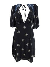 Free People Women's Mocking Bird Mini Dress (0, Black Combo)