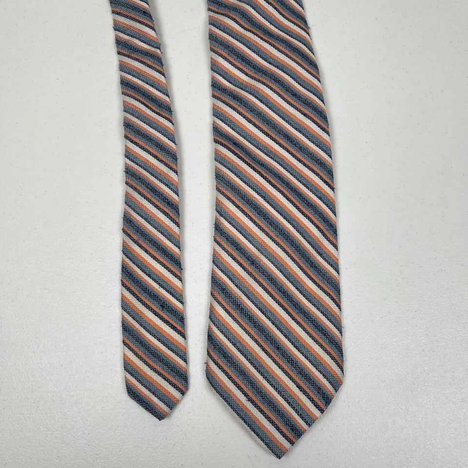 Corbata vintage Smith & Welton diagonal a rayas para hombre naranja azul tejida años 70 Foto 2 de 4