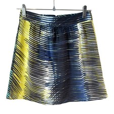 NWT LOFT Petites Abstract Print A Line Skirt Blue Lime Multi Petite 00 Career