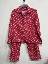 Victoria's Secret Women's Size Medium/Long Pajama Set Red Polka Dot Long Sleeve