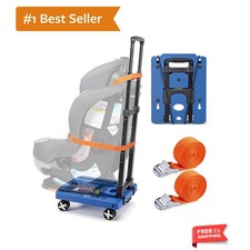 Car Seat Dolly for Airport, Folding Car Seat Travel Cart with 4 Wheels and Ad...