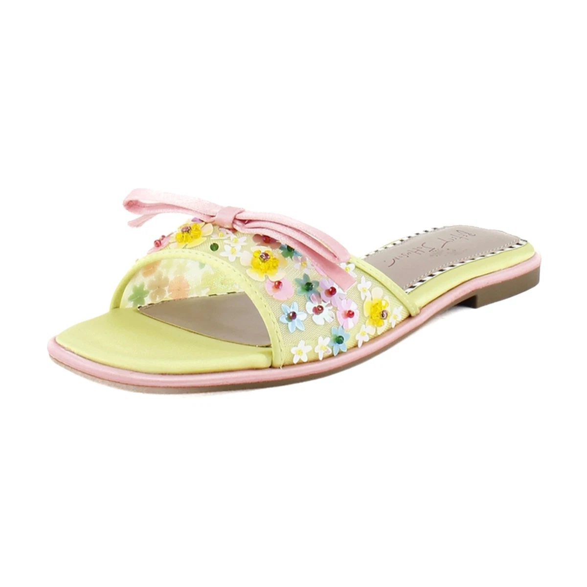 Betsey Johnson Sb-Kelli Lime Multi Floral Bow Pointed-Toe Pumps in Pink
