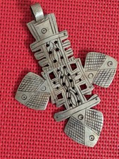Vintage Handmade Traditional Ethiopian Silver Cross pendant, Necklace Cross